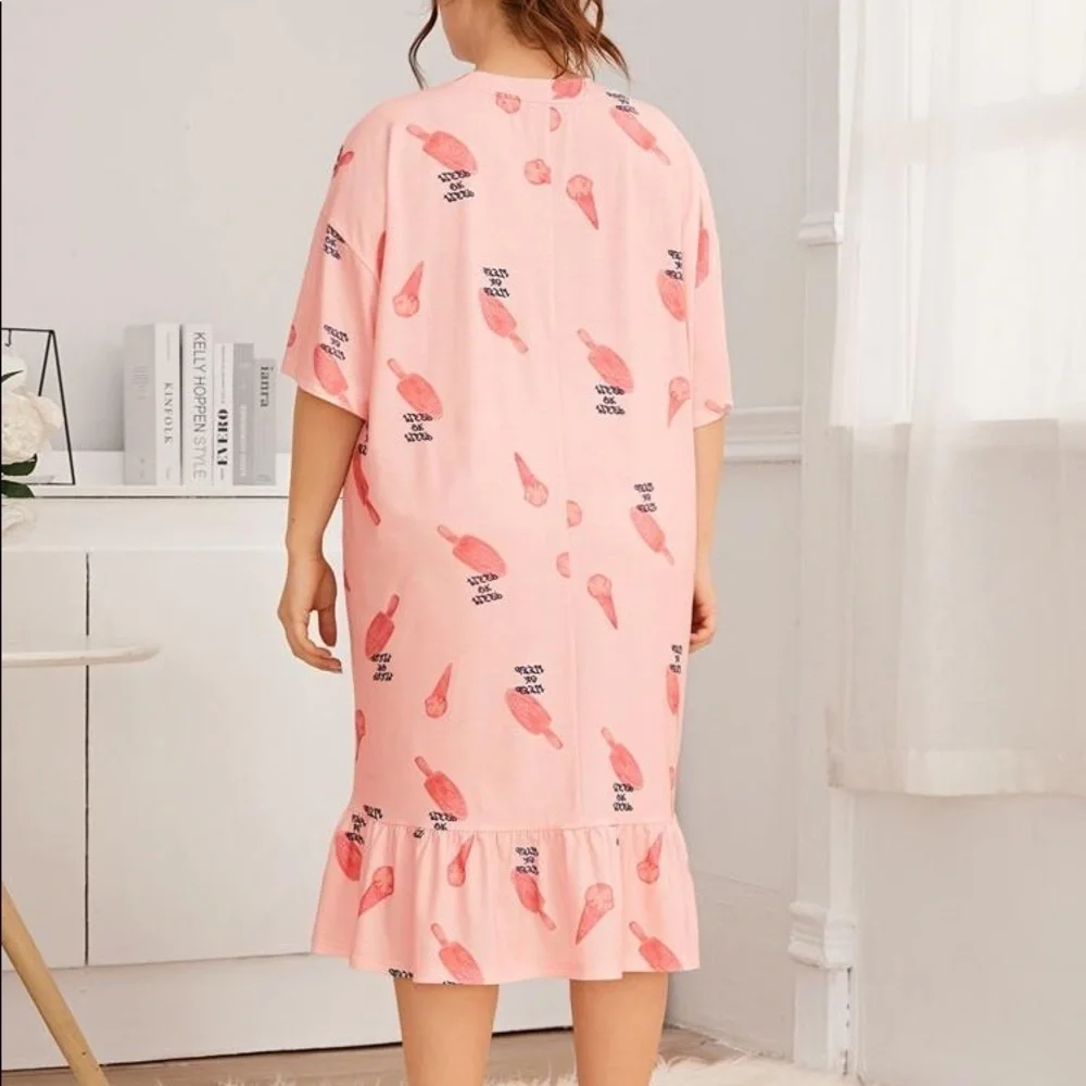New Plus Pink Ruffle Nightgown​ - Picture 2 of 5